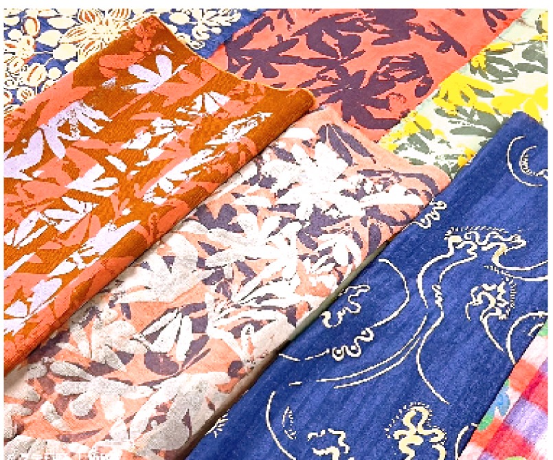 Colorful printed textile fabrics